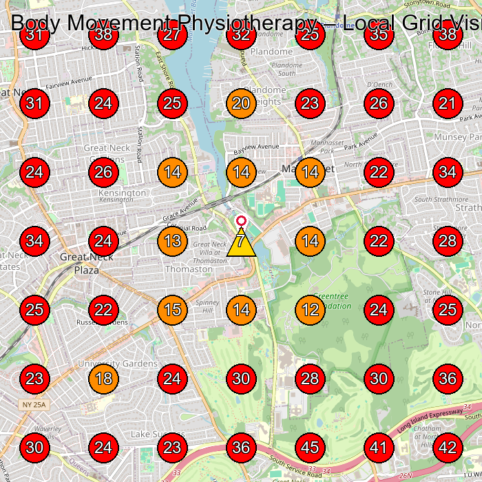 Body Movement Physiotherapy GeoGrid visibility map for Physical Therapy Clinic in Manhasset